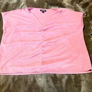 Express Pink V-Neck Short Sleeve Top